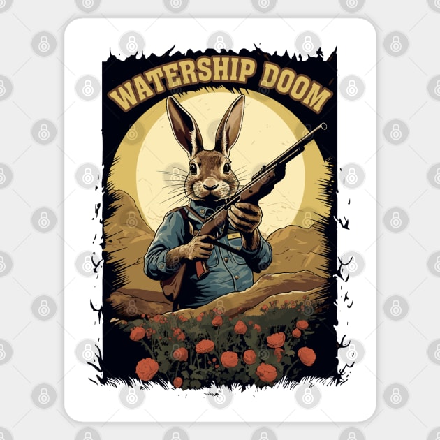 Watership Doom - Renegade Rabbit Warrior Magnet by Dazed Pig